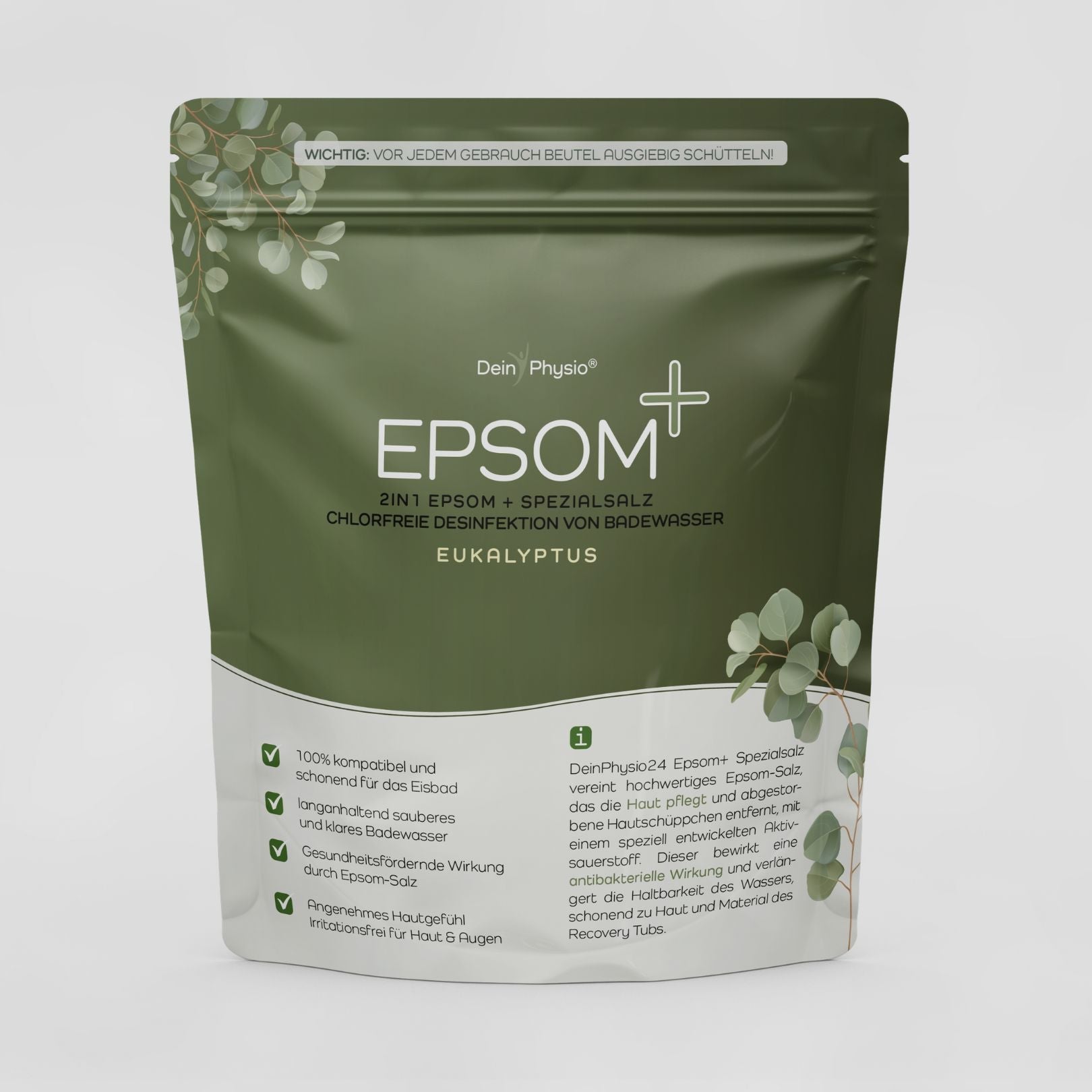 DeinPhysio 2 Monate Epsom+ Eisbad Spezialsalz (800g)