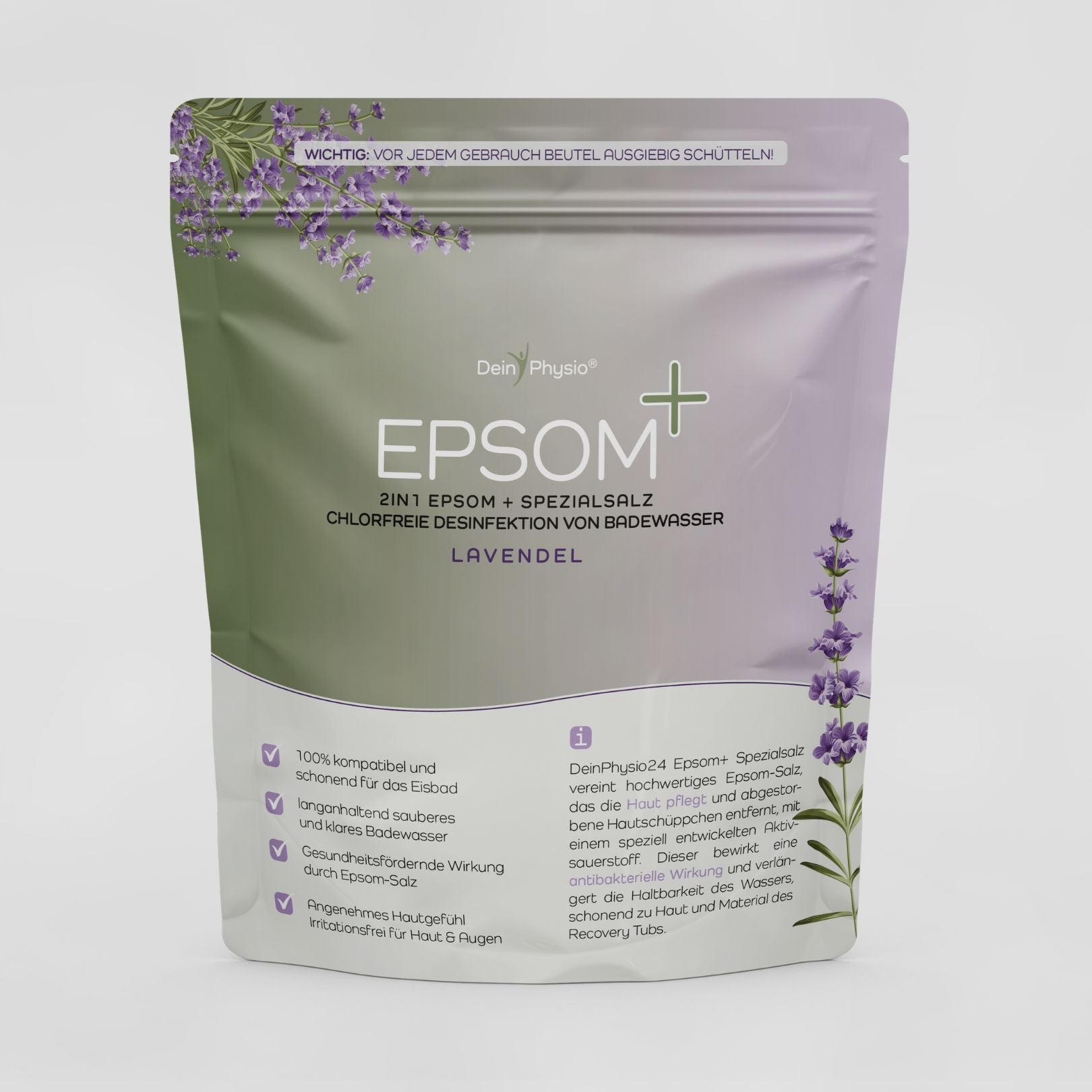 DeinPhysio 2 Monate Epsom+ Eisbad Spezialsalz (800g)