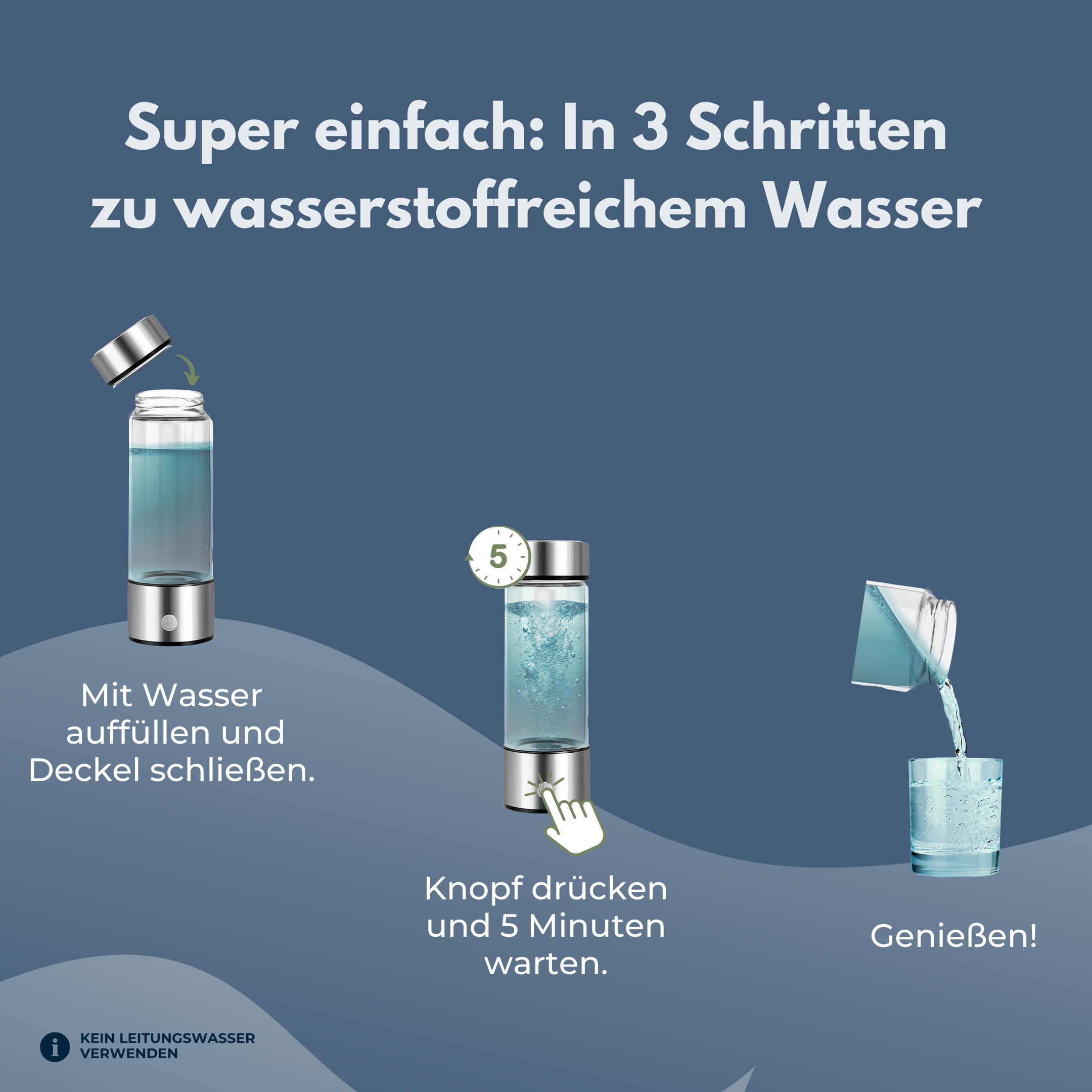 DeinPhysio HYDRO H2GO - Wasserstoff Flasche aus Borosilikatglas